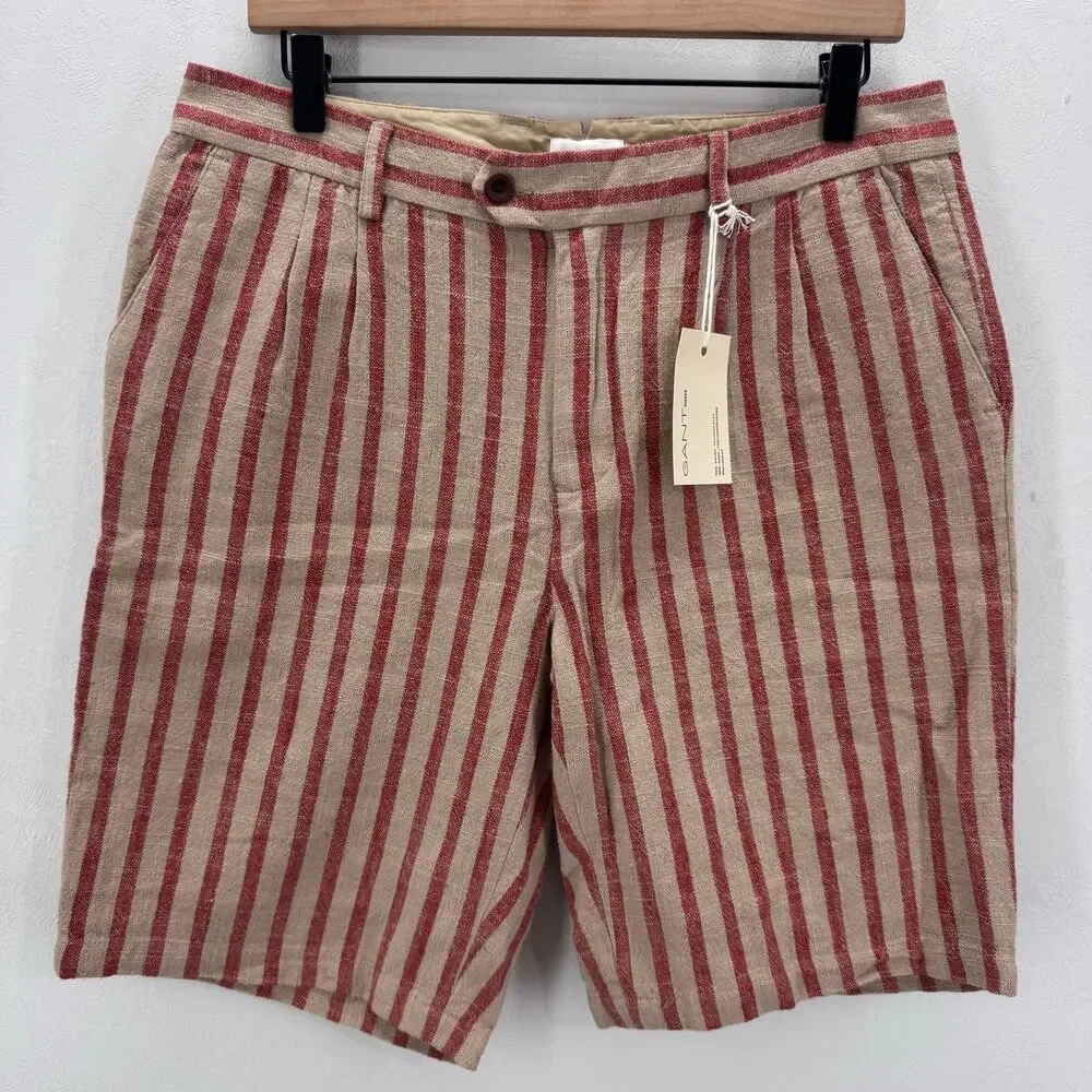 NWT Gant Rugger Linen Cotton Striped Shorts Men's Waist 33